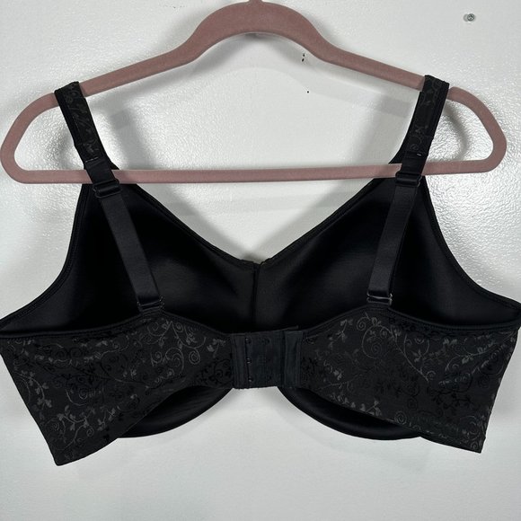 Bali 42DDD Bra Womens Black Underwire Floral Adjustable Straps Back Clasp - Picture 4 of 16
